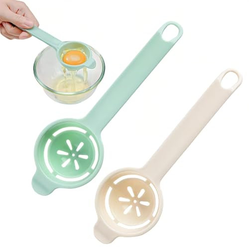 2 Stück Eigelbtrenner, Eiertrenner Eidotter-Trenner Eidottertrenner Langen Griffen Eigelbtrenner Eier Trennhilfe Eiertrenner Egg Separator Zur Herstellung von Kuchen Muffins (Grün, Weiß)