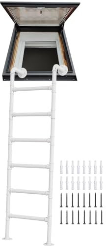 Heavy Duty White Iron Basement Window Well Ladder Kit for Loft Climbing 4 8 Rung Metal Step Ladder 3FT 10FT