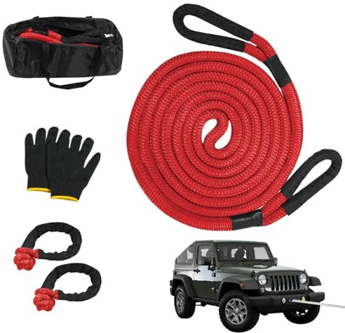 Rescue Traction Rope, Heavy-Duty Recovery Rope with Gloves, Tow Strap, Soft Shackle Tow Rope, Compact Tow Strap with Shackles, Nylon Tow Rope with Shackles and Gloves, Recovery Strap for Car Truck