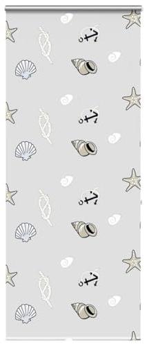 Homgoday Duschrollo mit Kassette Duschvorhang Badrollo Duschrollo für Badewanne Duschrollo für Dusche und kleine Bäder mit Kassette 90x240 cm Stoffbreite 86 cm Muster de Seestern