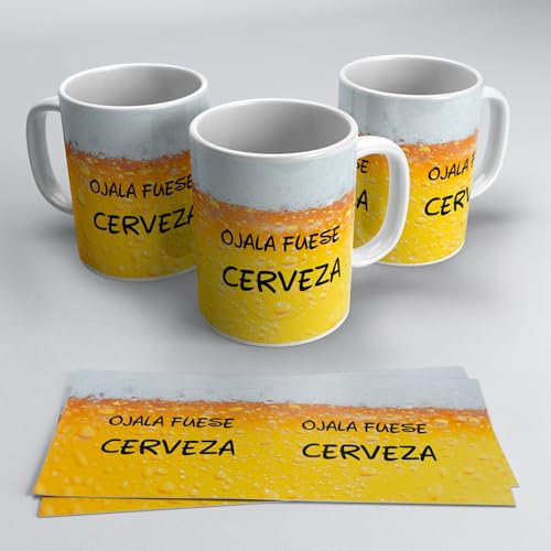 Tazas graciosas con frase Tazas originales para regalar Regalos originales taza de porcelana (Ojala fuese Cerveza)