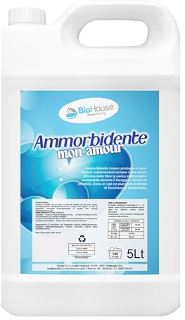 Ammorbidente Lavatrice Profumato 5 Litri Detersivo Lavatrice Liquido Concentrato 100 Lavaggi Protegge e Cura i Tessuti Facilita e Stiratura (MonAmour)