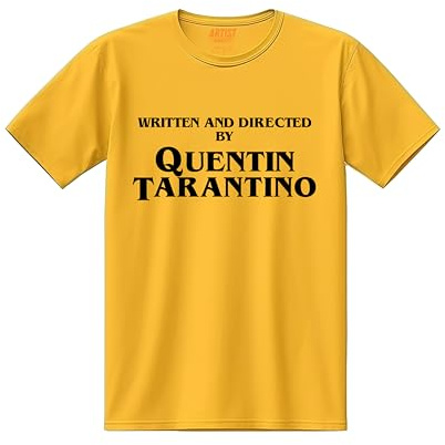 ARTIST MARKET T-Shirt Maglietta Written And Directed by Quentin Tarantino Giallo | Girocollo 100% Cotone