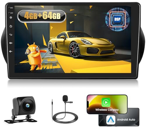 Fuluku 4+64G Android Autoradio für Fiat Fiorino Qubo/Citroen Nemo/Peugeot Bipper 2008-2017 mit Wireless Carplay&Android Auto, 10,1'' IPS Touch Screen Radio Bluetooth 5.0/GPS/Rückfahrkamera/FM/WiFi/SWC