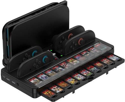 HASACOOL Switch 2 Organizer Station with Joy con Charging Dock,Joy Con Controller Charger Station for Nintendo Switch 2 -Switch Storage Accessories Kit With TV Dock Station & 20 Game Card Slots