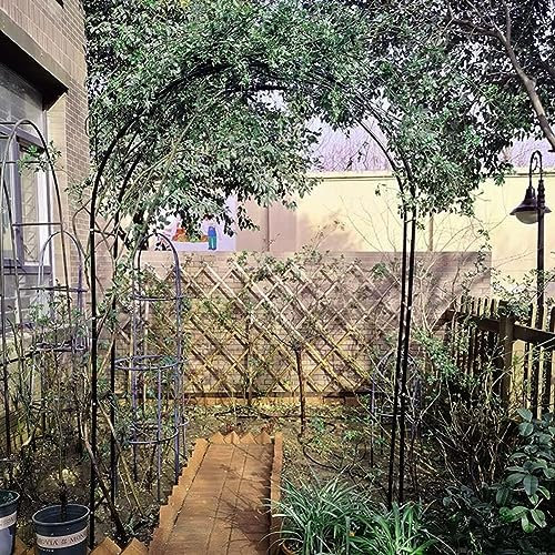 Pérgola de hierro forjado para jardín de 120 cm a 350 cm, elegante arco de rosas para bodas y soporte de plantas de vid, estructura negra, altura de 2,2 m de ancho 1,8 m