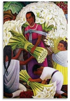 YYUEQIL Diego Rivera Wandkunstdrucke, Gemälde, Poster (Der Blumenverkäufer), Leinwandgemälde, Wandkunst, dekorative Bilddrucke, moderne Dekoration, ungerahmt, 20 x 30 cm