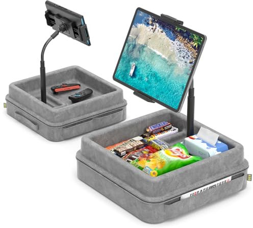 KDD Tablet Pillow Holder - 360°Adjustable iPad Pillow Stand for Lap, Bed and Desk - Gooseneck Tablet Soft Pad Dock with Storage Tray and Pocket Compatible with iPad Pro 12.9, Air Mini, Cell Phone