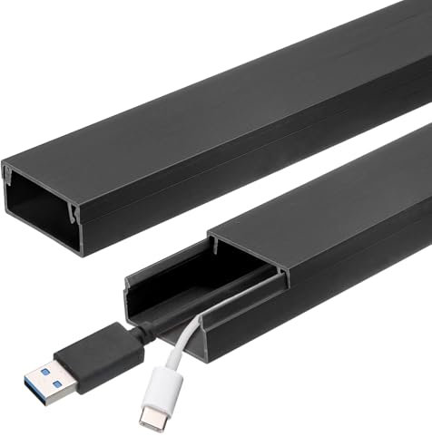 sourcing map Lot de 10 cache-câbles muraux en PVC - 38,1 x 3 x 1,5 cm (L x l x H) - Cache-câbles mural pour la gestion des câbles TV (longueur totale de 381 cm) - Noir