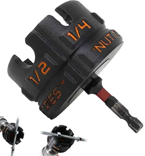 Nut Zipper Drill Attachment for Fast Nut and Bolt Removal, Hex Shank Nut Driver for 1/4″, 3/8″ & 1/2″ Threaded Rods, Bolt Extractor Kit for Conduit Racks & Strut Systems (1Pc)