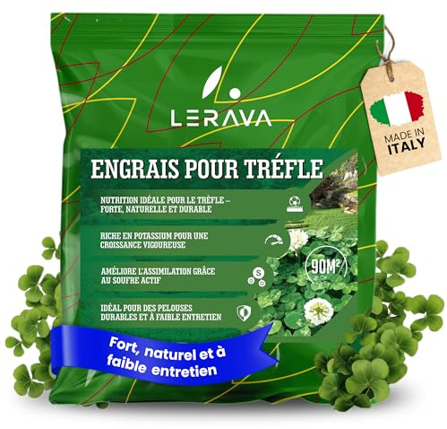 LERAVA® Klee Dünger (2,7 kg) - Rasenpflege Frühling und Sommer - Langzeitdünger für sattes Grün - Rasen düngen für kräftigen und widerstandsfähigen Rasen - Dünger für dichten Klee Rasen