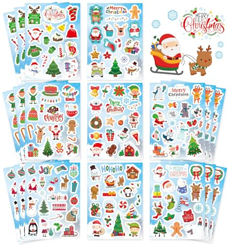 WD&CD 24 Sheets Christmas Stickers, Self-Adhesive Xmas Stickers for Kids | Christmas Decorations for Crafts Scrapbook Card Making Present Phone Case Embellishments
