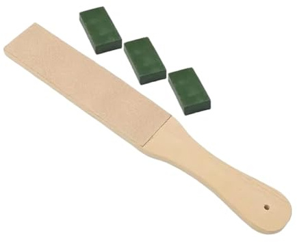 Rasierleder-Strop-Gürtel Doppelseitiger Leder-Streichriemen for Messerschärfen, Streichriemenblock-Set mit Polierpaste(Set B)