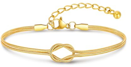 2 Stück Freundschaftsarmbänder Partner Armbänder Schlangenkette - Knoten Armband mit Herz Magnetverschluss für Damen Herren, Edelstahl Armband Geschenk für Ehemann Ehefrau Freund Freundin Partner