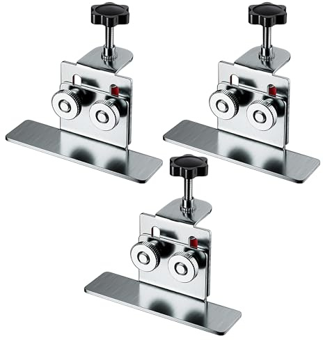 Cabinet Door Mounting Jig - 36mm Wide Opening Adjustable Levelling Bracket, Heavy-Duty Stainless Steel Support for of Cupboard Doors Drawer Pull Aligner for Woodworking and DIY (3pcs)