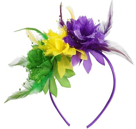 ROKZELT Feder Haarreif mit Künstlichen Blumen, 1920er Fascinator Kopfschmuck für Damen, Rot Feder 20er Jahre Stirnband für Karneval Cocktail Hochzeit Tee-Party Accessoires