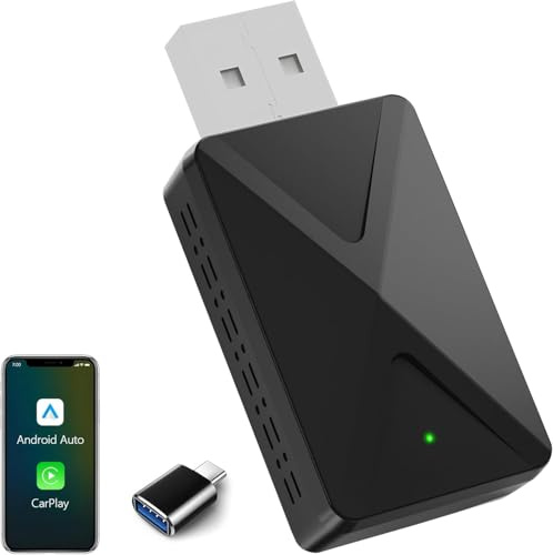 Adaptador inalámbrico Android Auto & Carplay inalámbrico, conexión rápida y sin retraso, 2 en 1 Stick Convertir Wired Android Auto/Car Play en inalámbrico para iOS 10+ y coches a partir de 2017 (USB-A