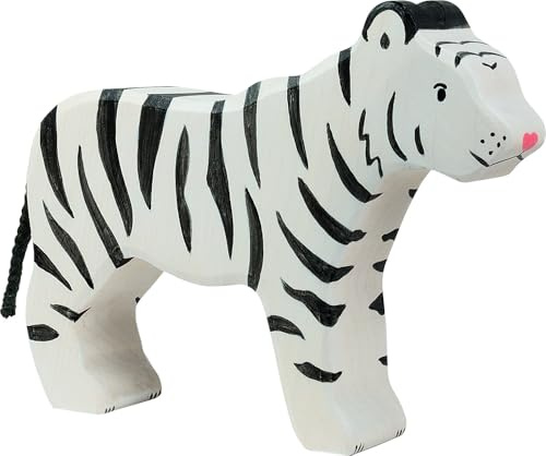 Holztiger 80564 - Siberian Tiger Standing Made of Wood, Handmade Wooden Toy Made of Maple, Water-Based Colors, Promotes Imagination & Creativity, Made IN Europe, 16cm x 3cm x 11cm, from 3 Years
