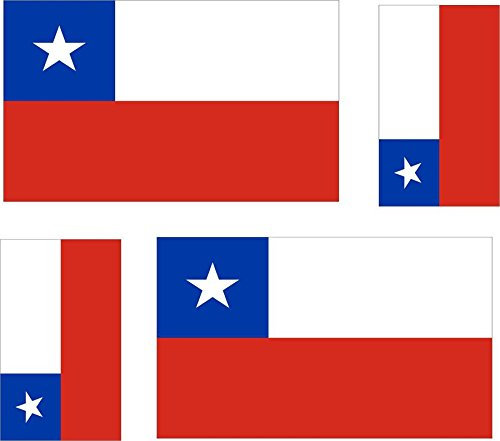 Akachafactory 4 x selbstklebend Sticker Auto Moto Koffer Laptop Flagge Chile