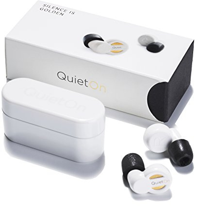 QuietOn Q1WH Kompakte In-Ear Ohrstöpsel mit Aktiver und Passiver Geräuschunterdrückung Wiederaufladbar mit 50 Stunden Akkulaufzeit Inkl. Ladehülle und Ladekabel - Weiß/Blau
