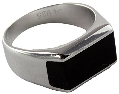 Massiver Herrenring Onyx 925 Sterling Silber (60 (19.1))