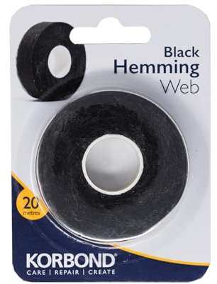 KORBOND Hemming Web 20m x 2cm – Iron On - NO Sewing Required - Black