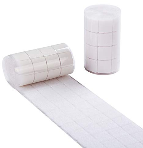 500pcs(250 Pairs) 25mm(1 Inch Diameter Square Hook and Loop Self Adhesive Dots Tapes White Double Sided Sticker Round Dot Tapes Super Sticky