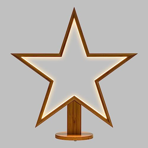 Stern mit LED-Sockel aus Holz, Höhe 55 cm, Weihnachtsdekoration für den Innenbereich, warmes Licht