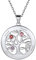Personalised 925 Sterling Silver Family Tree of Life Necklace with Choice of Birthstone Setting Custom Engraving Name Four 4 Birthstone Tree Circle Pendant Necklace for Women