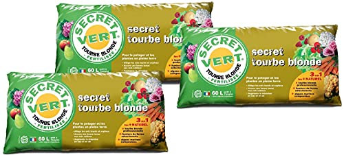 Tourbe Blonde Potager et Plantes en Pleine Terre 60 litres (Lot de 3)