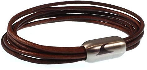 WAVEPIRATE® Echt Leder-Armband XX-FEM Bordeaux/Silber 18 cm Edelstahl-Verschluss Damen-Armband in Geschenk-Box Surfer Damen