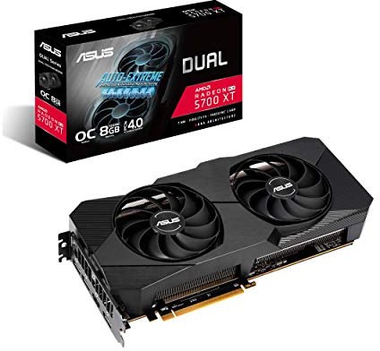 ASUS DUAL AMD Radeon RX 5700 XT EVO OC Edition Gaming Graphics Card (PCIe 4.0, 8GB GDDR6 memory, HDMI, DisplayPort, 1440p Gaming, Axial-tech Fan Design, Auto-Extreme, metal backplate) (DUAL-RX5700XT-O
