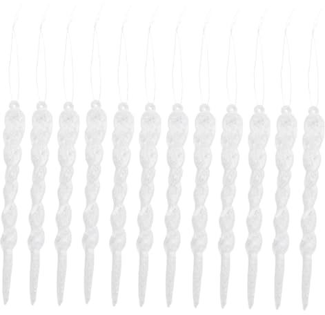 PRETYZOOM 12Pcs Weihnachtsbaum Eiszapfen Twist Eiszapfen Ornament 13Cm Weihnachtsbaum Hängen Ornament für Hochzeit Urlaub Hausgarten Dekoration Weiß