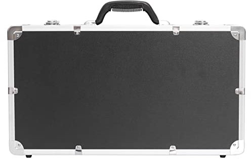 Portable Aluminum Alloy Tool Box Large Hard Storage Case for Tools, Electronics, and Travel, Black, 19.7 X 11 X 5.1 Inches