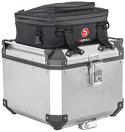 Bagtecs Alu Topcase Zusatztasche für Honda Africa Twin 1100 BA2 - Motorradkoffer - Schwarz - 22 Liter - Nylon - 38cm x 28cm x 15-25cm - Gurtmontage - Reißverschluss