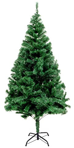 TPZ Artificial Christmas Tree, Green Xmas Bushy Artificial Pine Tree, Easy to Set Up with Sturdy Foldable Metal Stand, Natural Looking Christmas Tree (4t, 5ft, 6ft) (6 Ft)