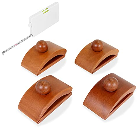 Katai - Steppdeckenklammern - Set mit 4, Groß, Holz, Wandhalterungen für Teppiche und Wandteppiche - Komplett mit Schrauben und Maßband