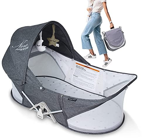 beberoad Baby-Reisebett, Stubenwagen, tragbares Reisebett-Zelt für Babys, Zwei-Punkt-Sicherheits-T-Lock-System, mit Moskitoschutz (blau)