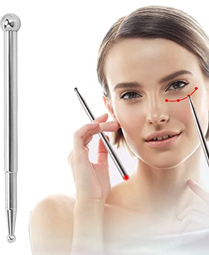 Stylo de Massage Rétractable en Acier Inoxydable, Outil de Relaxation pour Massage Facial et des Tissus Profonds