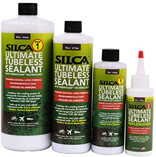 SILCA Ultimate Tubeless-Reifendichtmittel mit FIBERFOAM | Langlebiges, schnell abdichtendes Fahrradreifendichtmittel | MTB-, Straßen-| Reifendichtmittel Fahrrad (32oz Dichtmittel mit Carbon)