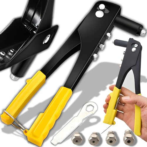 Retoo Pince à riveter aveugle robuste avec poignée ergonomique pour rivets aveugles en acier - Pince à riveter manuelle pour rivets de Ø 2,4, 3,3, 4,0 et 4,8 mm - Pince à riveter