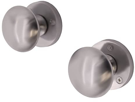 EAI Satin Door Knobs - 1 Pair of Satin Chrome Victorian Mortice Knobs (55mm) for Internal Doors