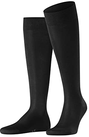 FALKE Tiago M Kh sostenibili cotone filo di Scozia al ginocchio tinta unita 1 paio, Calzini lunghi Uomo, Nero Black 3000, 43-44