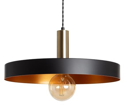LEDKIA LIGHTING - Hängeleuchte Furiko Metall | Industrielles Design | Verstellbares Aufhängekabel | E27 Fassung | Für Wohnzimmer, Küche, Schlafzimmer | Schwarz, Legierter Stahl