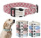 TONYFY Personalisiertes Hundehalsband mit Metallschnalle, individuelle Name und Nummer, verstellbares Haustierhalsband, Gänseblümchen Blumen Muster, für kleine, mittelgroße Hunde (Burgunderrot, M)