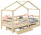 IDIMEX Hausbett ENA aus massiver Kiefer, schönes Montessoribett in 90 x 200 cm, Kinderbett mit Rausfallschutz, stabiles Spielbet mit Dach und 2 Schubladen in Natur
