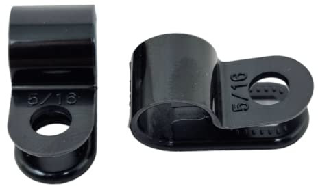 100 Pack of Black Nylon P-Clips, Plastic Cable Clips, 7.9mm (5/16) Diameter