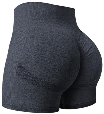 Yiifit Damen Nahtlose Scrunch Lächeln Kontur Yoga Laufen Sport aktiv Übung Fitness-Shorts Marine X-Small