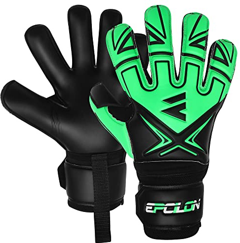 EPCILON Torwarthandschuhe Fußballhandschuhe Jungen Mädchen Junior Erwachsene Fußballtraining Torwarthandschuhe mit rutschfestem & Primium Grip Fingersave (Green, 8)
