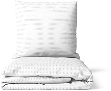 LARAWELL Bettwäsche 135x200 Seersucker ganzjahres Bettwäsche-Sets grau gestreift beidseitig Premium